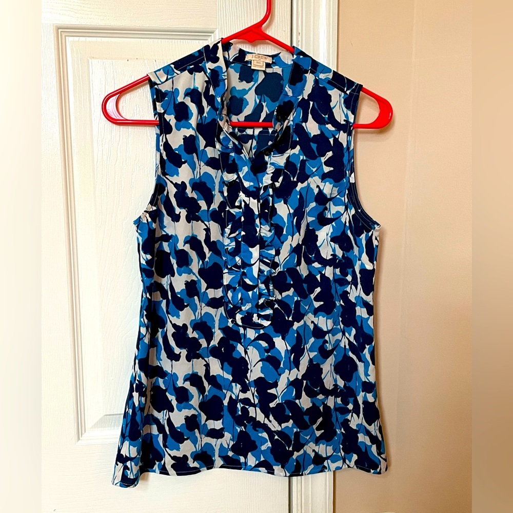 J.Crew Blue navy and white tank top blouse! EUC!